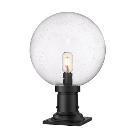 Z-Lite Laurent Outdoor Pier Mounted Fixture, 1-Light, 12 In.W x 17.75 In.H, Black/Clear Seedy 599PHB-533PM-BK